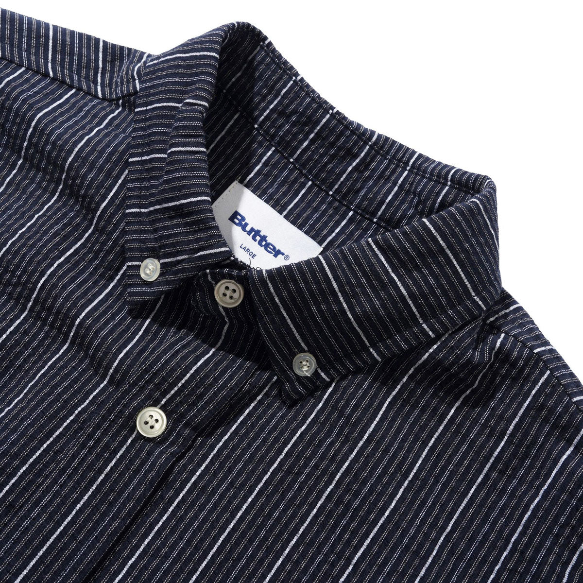 Butter Goods Seersucker Long Sleeve Shirt - Navy image 3