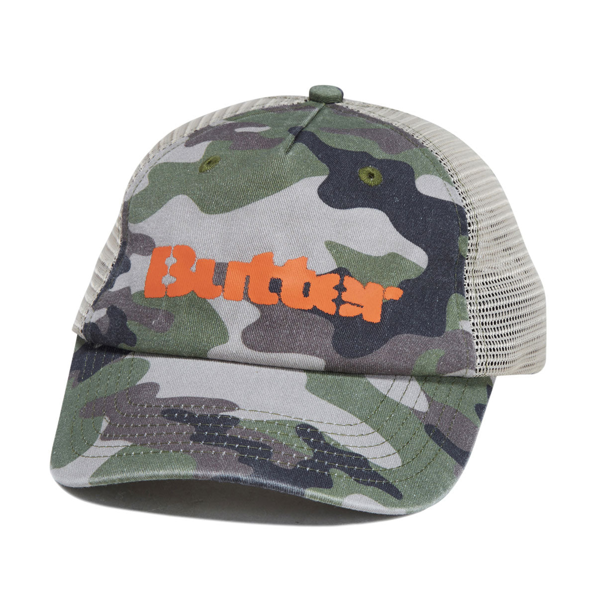 Butter Goods Stencil Trucker Hat - Camo image 1