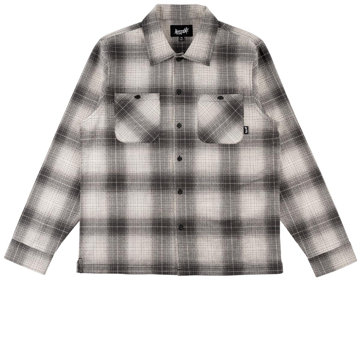 Welcome Fang Woven Plaid Long Sleeve Shirt - Black image 3