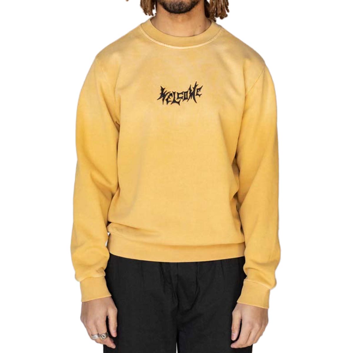 Welcome Vamp Enzyme Wash Crew Sweatshirt - Mineral Yellow image 1