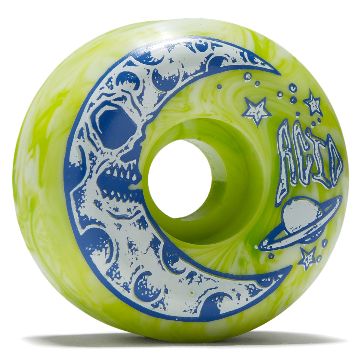 Acid Moon Type A 99a Side Cut Skateboard Wheels - Green/White Swirl - 56mm image 1