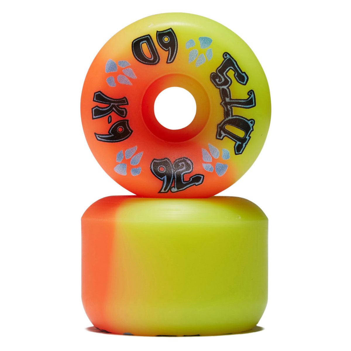 Dogtown K-9 92a Skateboard Wheels - Neon Yellow/Neon Orange - 60mm image 2