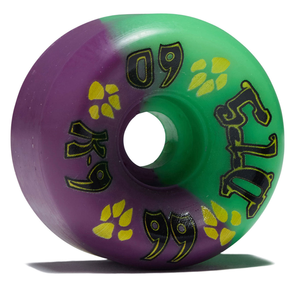 Dogtown K-9 99a Skateboard Wheels - Neon Green/Neon Purple - 60mm image 1