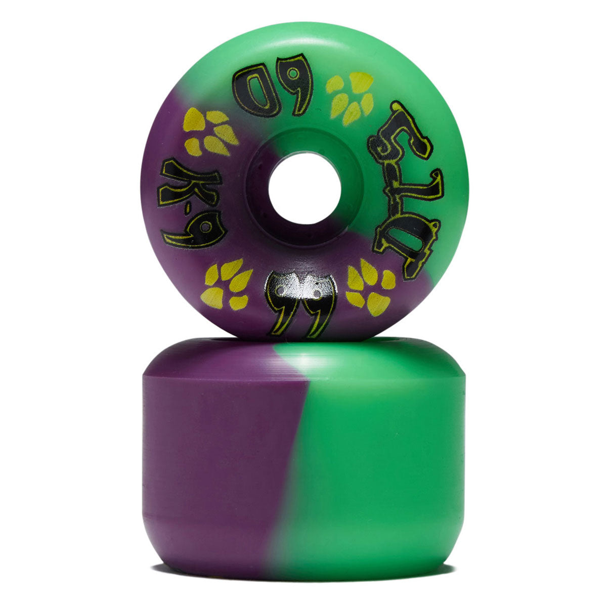 Dogtown K-9 99a Skateboard Wheels - Neon Green/Neon Purple - 60mm image 2