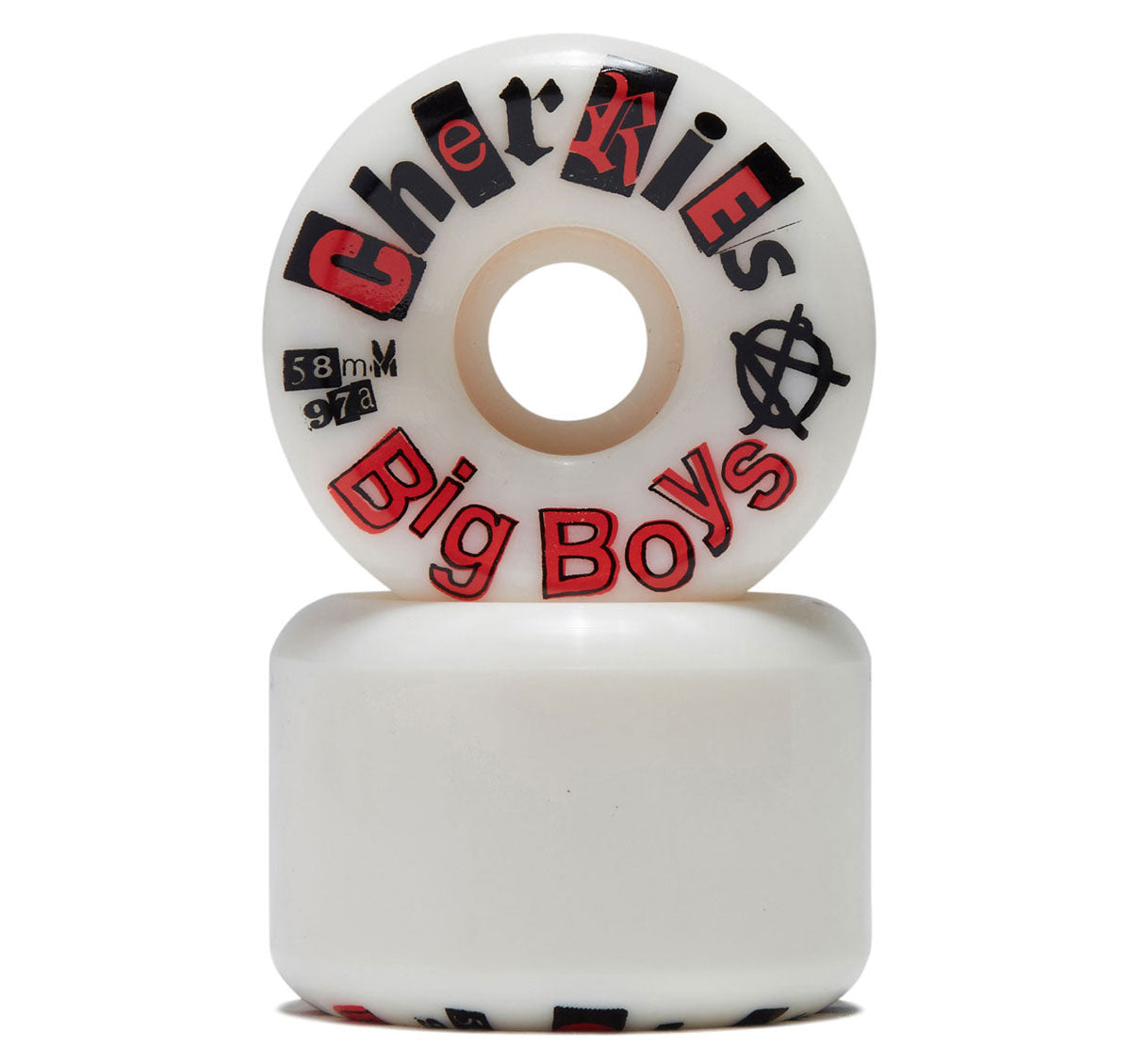 Cherries Big Boys Wide Conical Shape 97a Skateboard Wheels - White - 58mm image 2