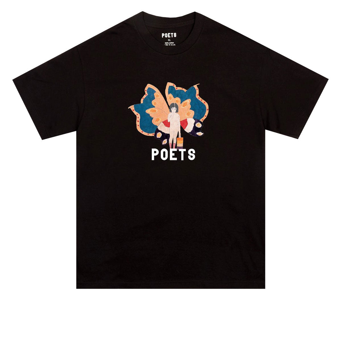 Poets Butterfly Girl Dtg T-Shirt - Black image 1