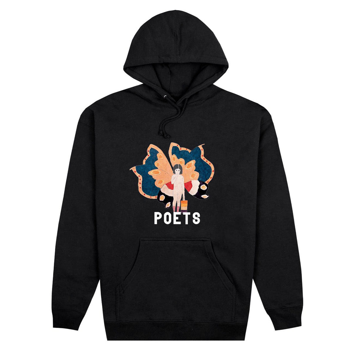 Poets Butterfly Girl Dtg Champion Hoodie - Black image 1