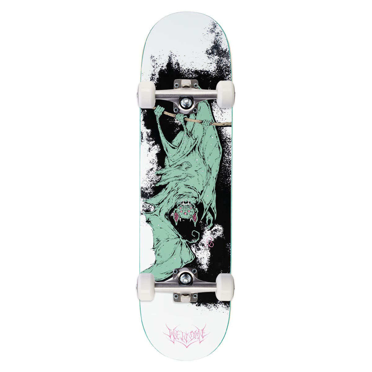 Welcome Infinitley Batty Skateboard Complete - White/Black - 8.50