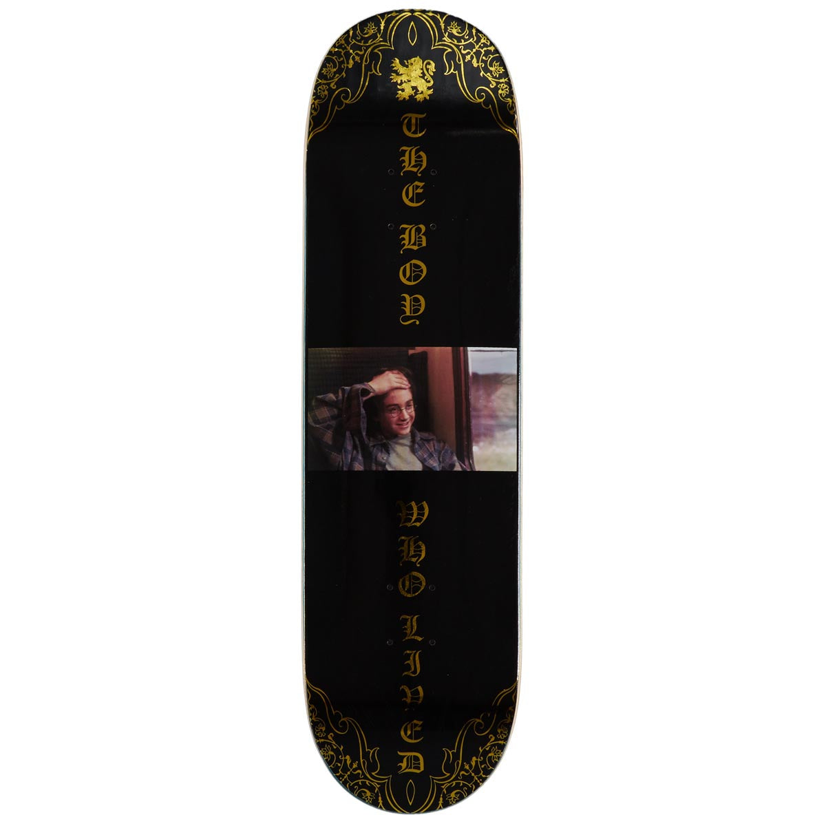 Color Bars x Harry Potter Boy Who Lived Skateboard Deck - Black/Gold Foil - 8.38