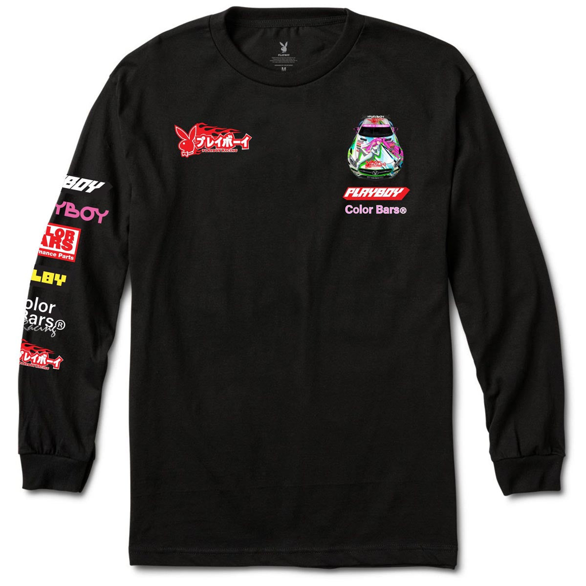 Color Bars x Playboy Sponsors Long Sleeve T-Shirt - Black image 1