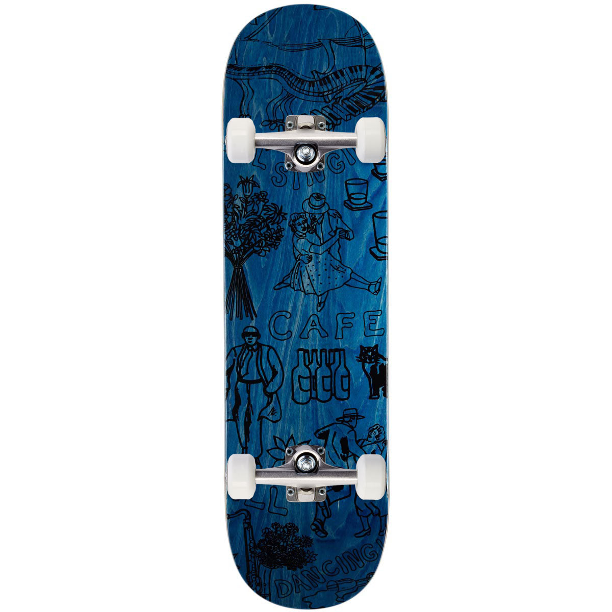 Cafe Gaurab Sketches C2 Shape Skateboard Complete - Blue - 8.25