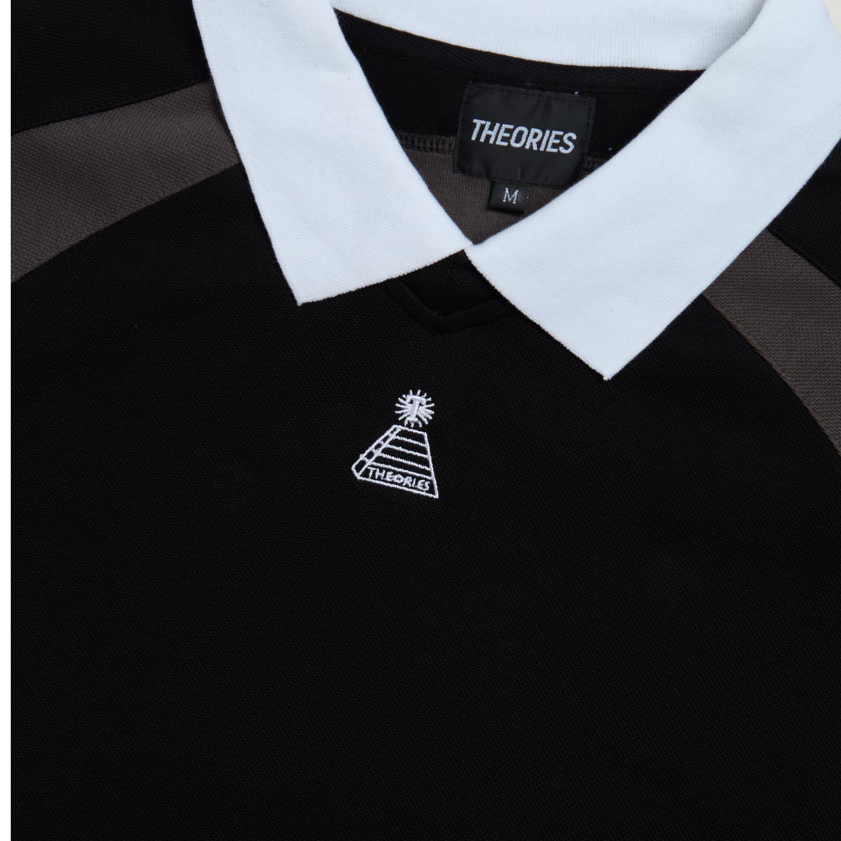 Theories Midfield Pique Polo Shirt - Black/Grey image 3