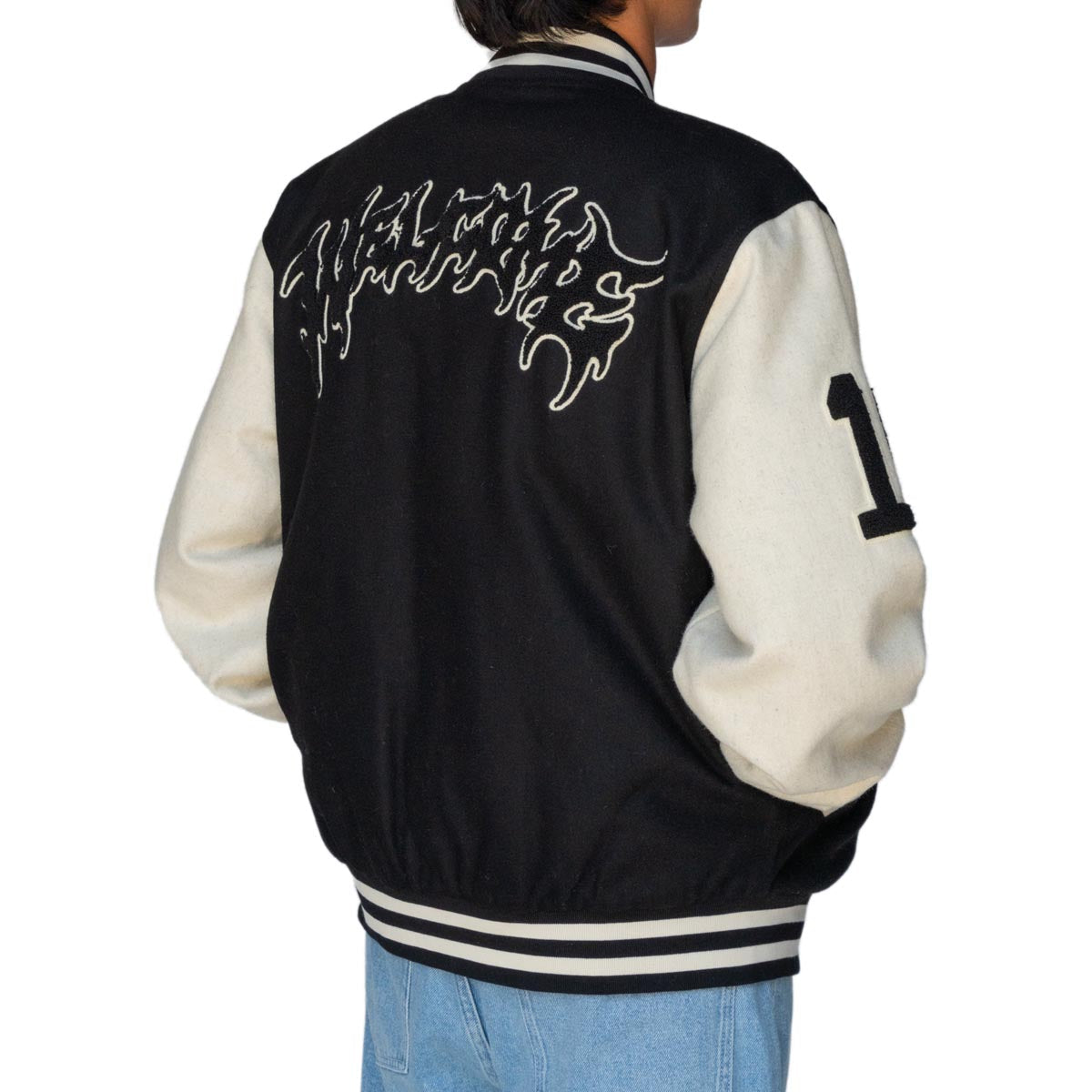 Welcome Barb Varsity Jacket - Black/Bone image 4