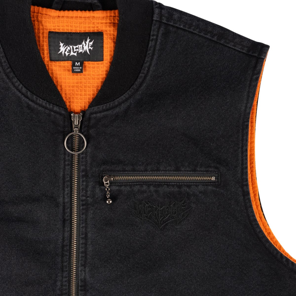 Welcome Splinter Enzyme Washed Vest Jacket - Black image 4