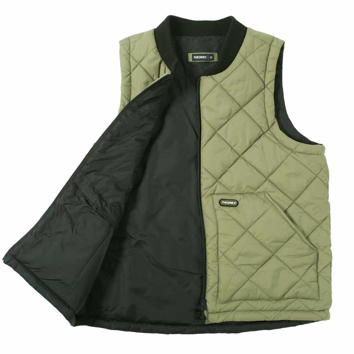 Theories Newton Quilted Reversible Vest Jacket - Sage/Black image 3