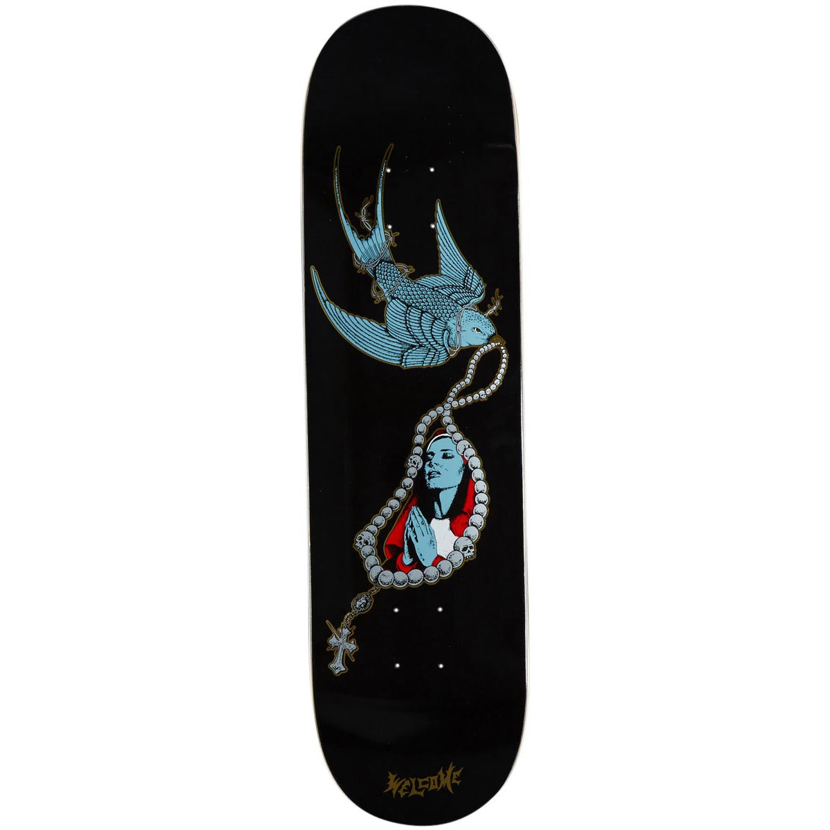 Welcome Rosary On A Popsicle Skateboard Deck - Black/Gold Foil - 8.25