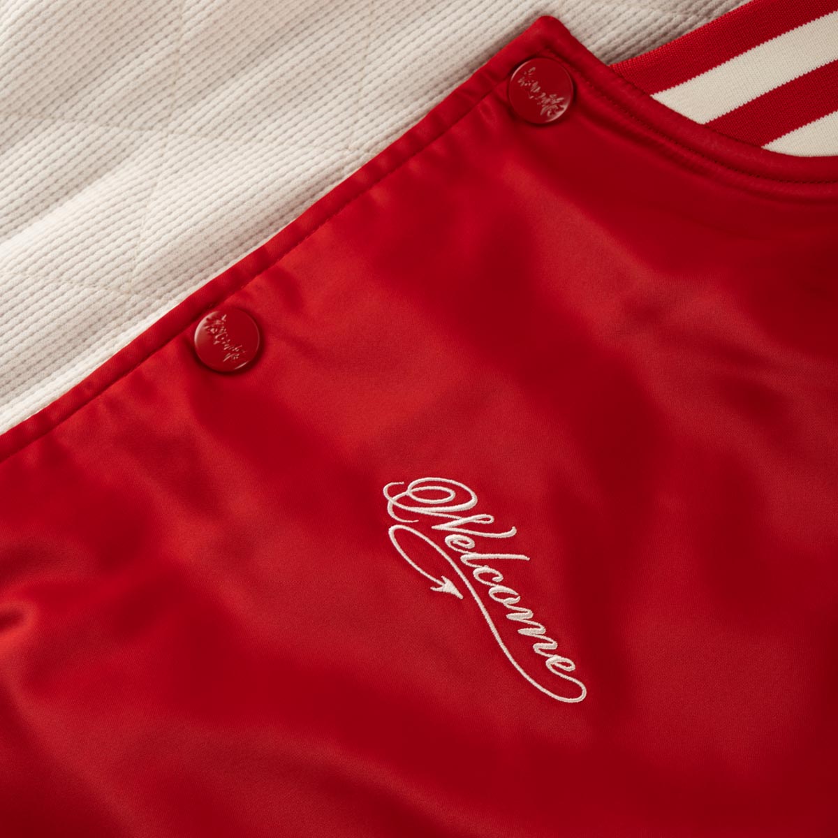 Welcome Union Varsity Jacket - Red/Bone image 3