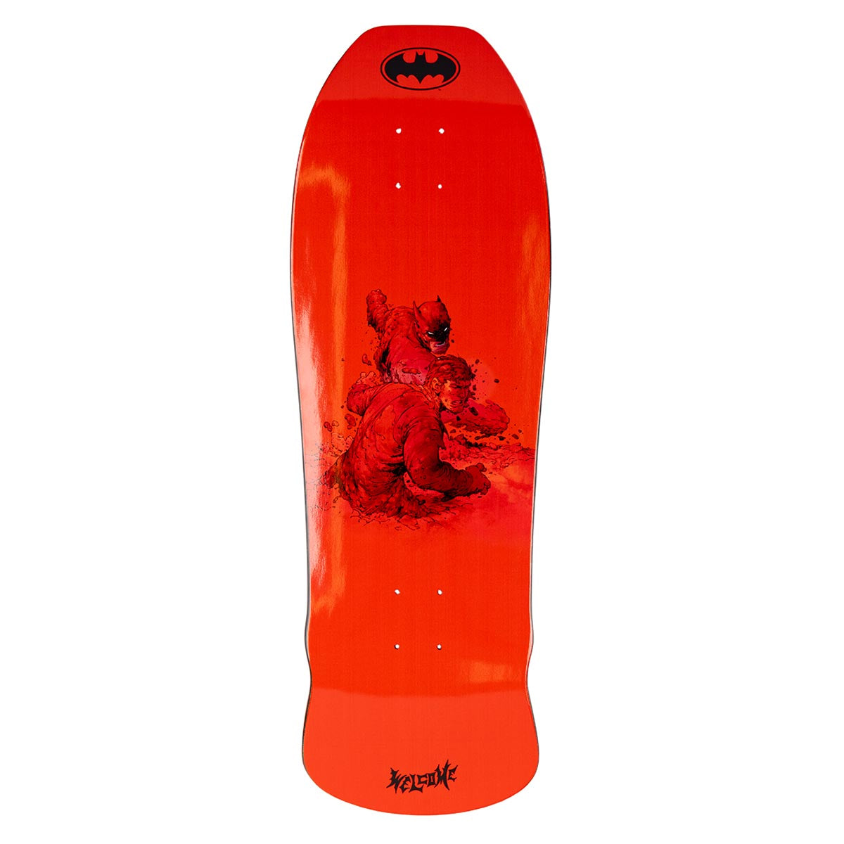 Welcome x Batman Knockout On Early Grab Skateboard Deck - Red/Black Dip - 10.00