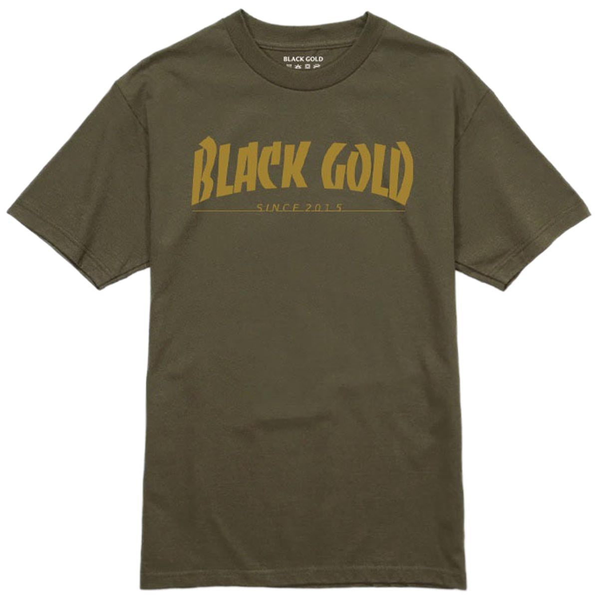 Black Gold Magazine Text T-Shirt - Military Green image 1