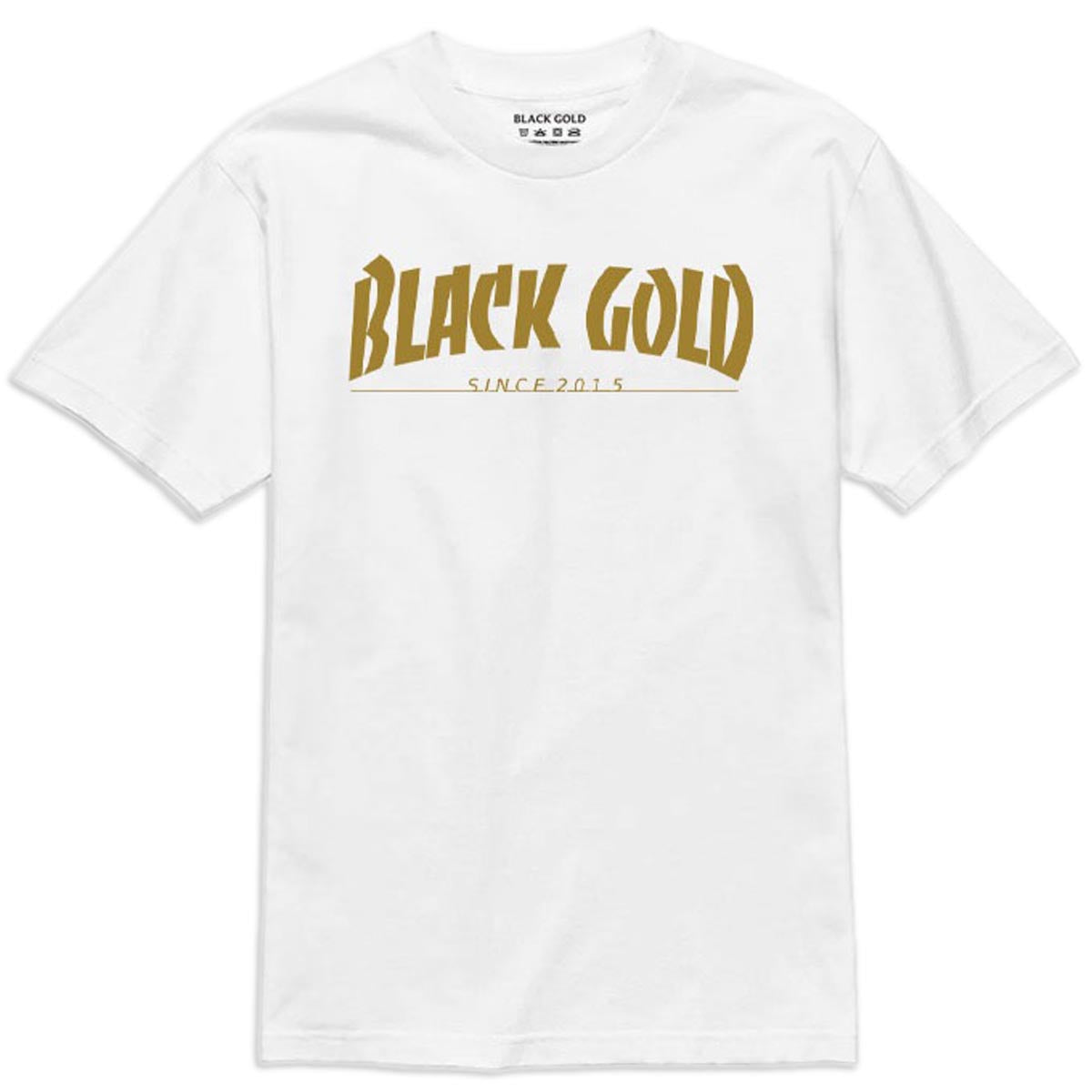 Black Gold Magazine Text T-Shirt - White image 1