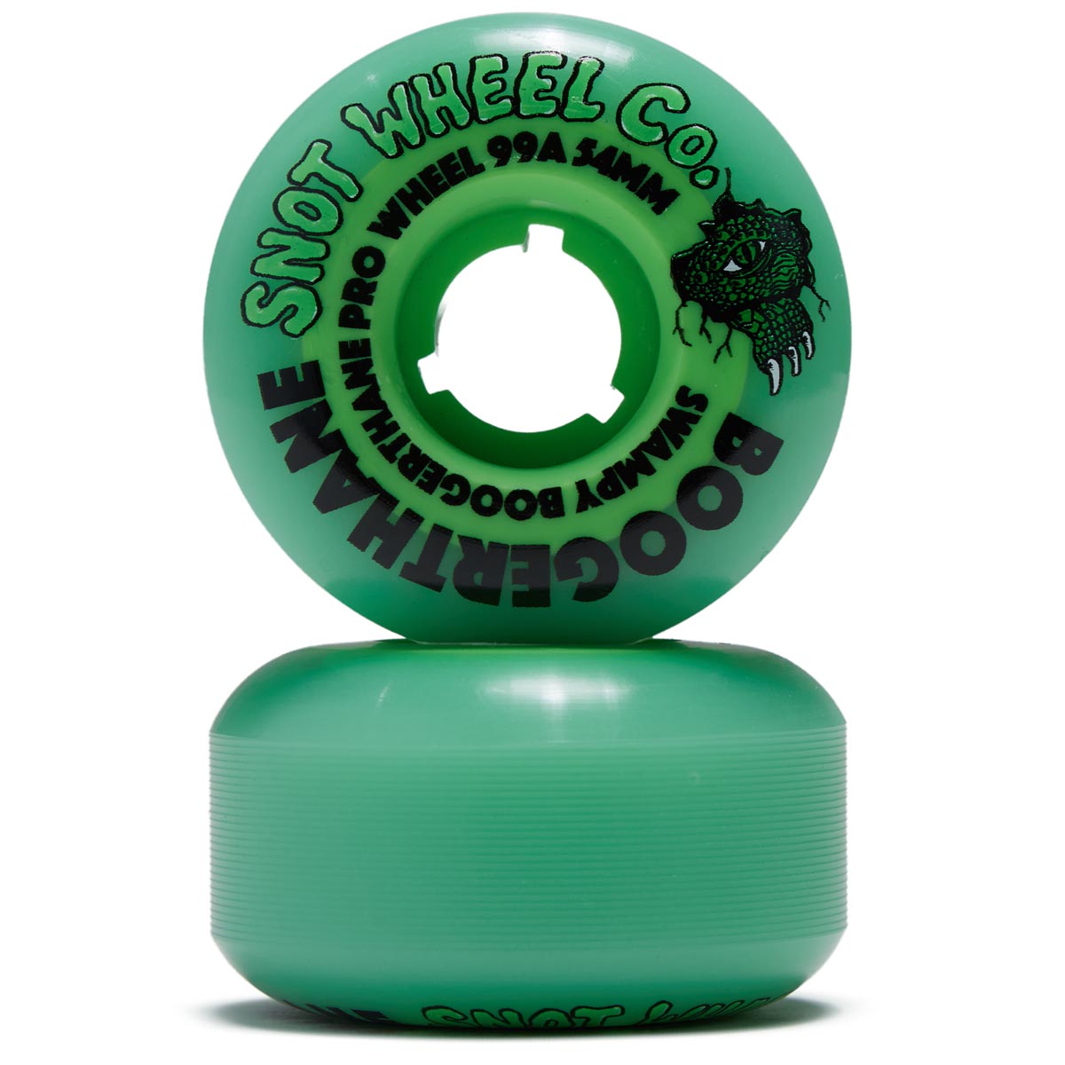 Snot Boogerthane Swampy Gators 99a Skateboard Wheels - Natural/Neon Green - 54mm image 2