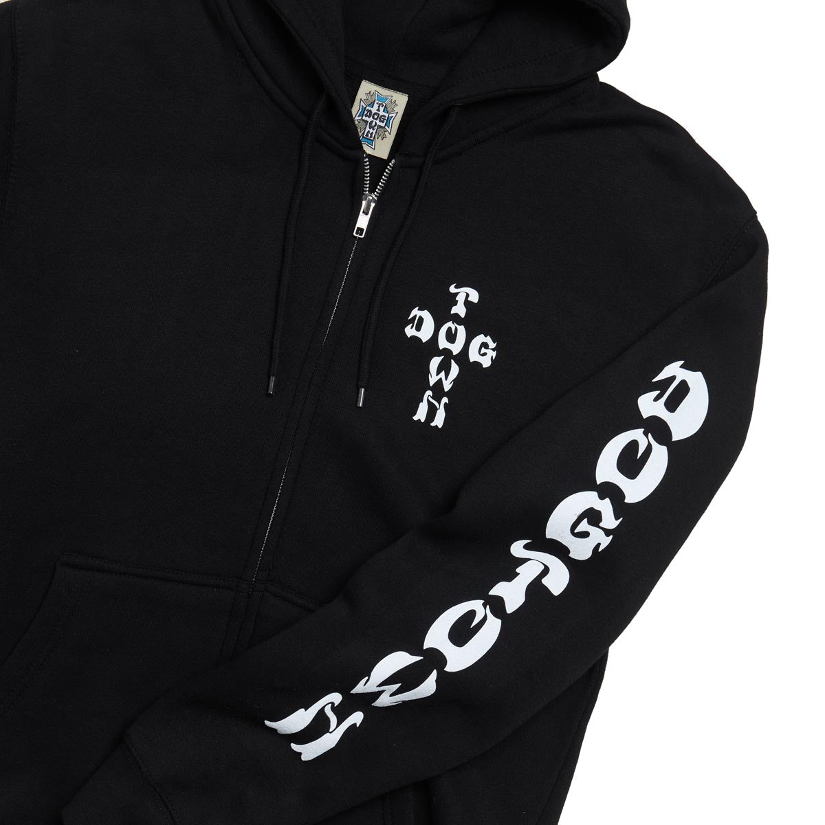 Dogtown Cross Logo Sleeve Print Zip Hoodie - Black/White image 3