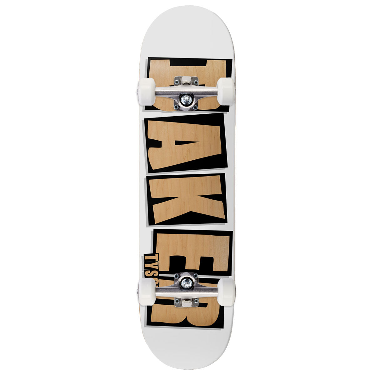 Baker Tyson Peterson Brand Name Skateboard Complete - White/Veneer - 8.50