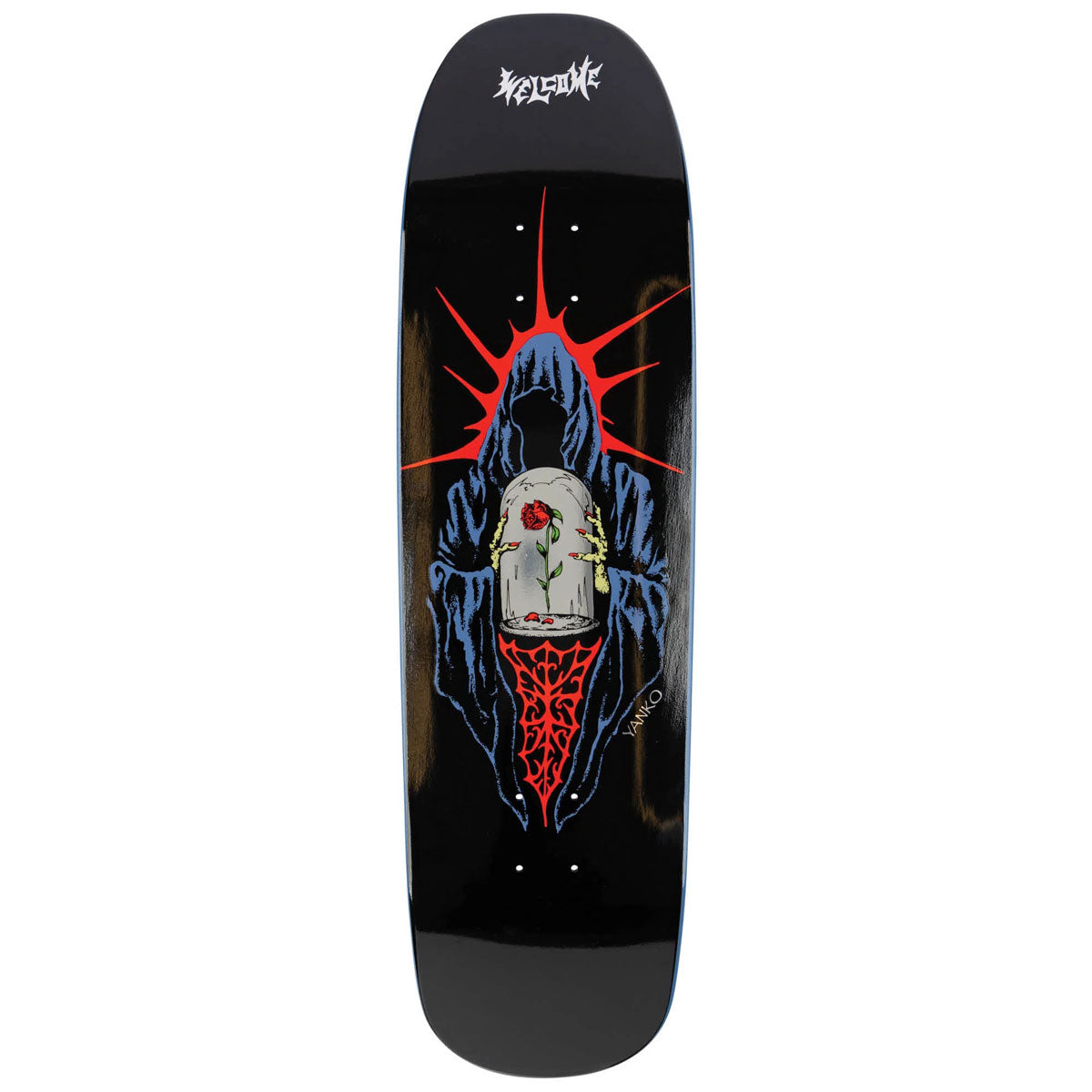 Welcome Wilted Jake Yanko On A Panther Skateboard Deck - Black/Blue Dip - 9.00