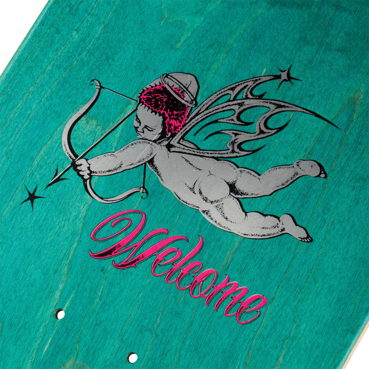 Welcome Cupid Evan Mock On A Moontrimmer 2.0 Skateboard Deck - Blue Glitter - 8.60