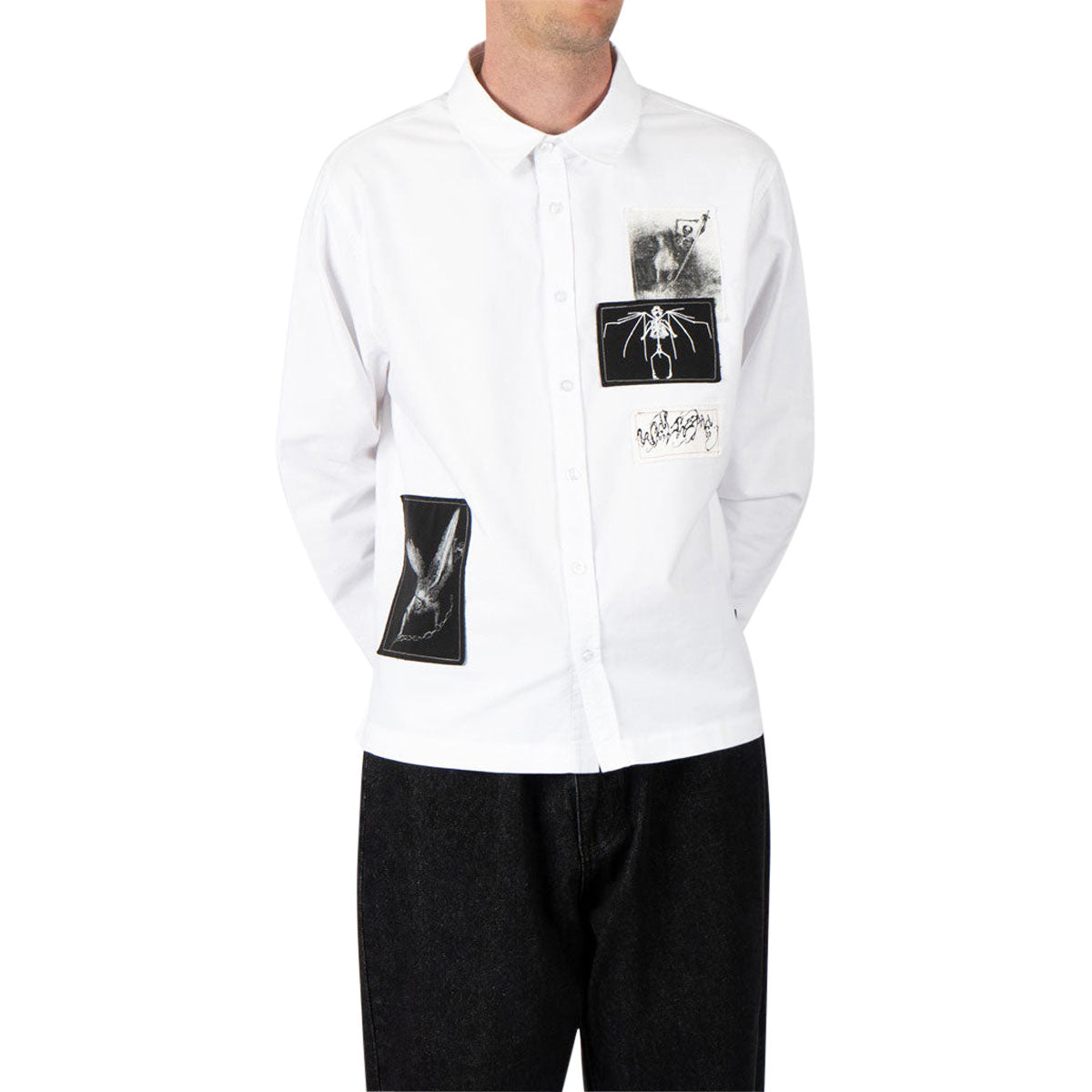 Welcome Bygone Oxford Patches Long Sleeve Shirt - White image 5