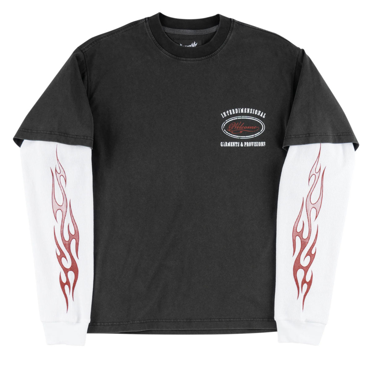 Welcome Pegasus Layered Long Sleeve T-Shirt - Vintage Black/White image 3