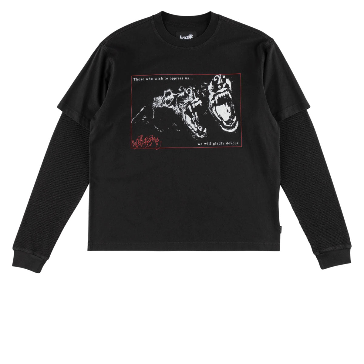 Welcome Snarl Layered Long Sleeve T-Shirt - Black image 1