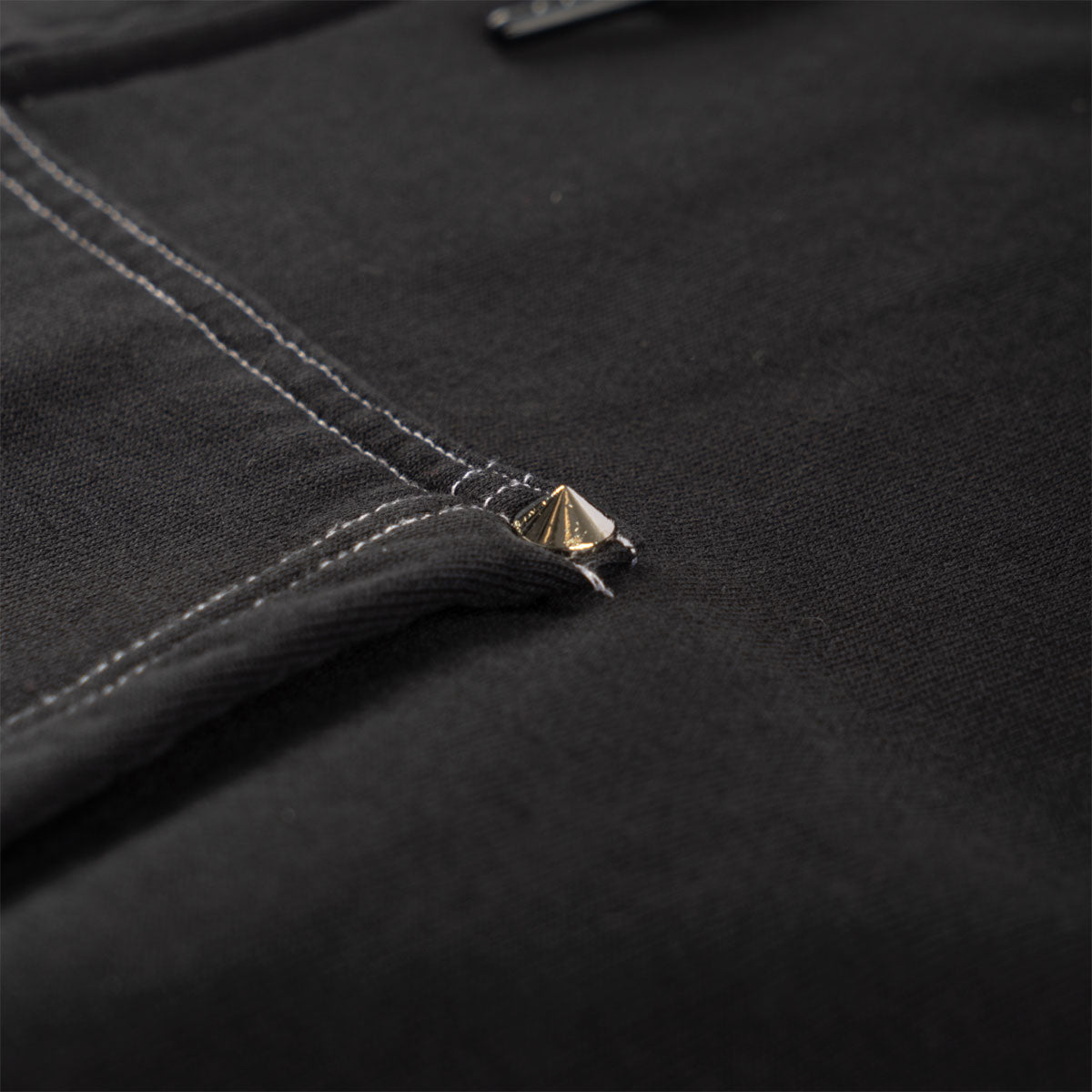 Welcome Vamp Cropped Studded Zip Hoodie - Black image 3