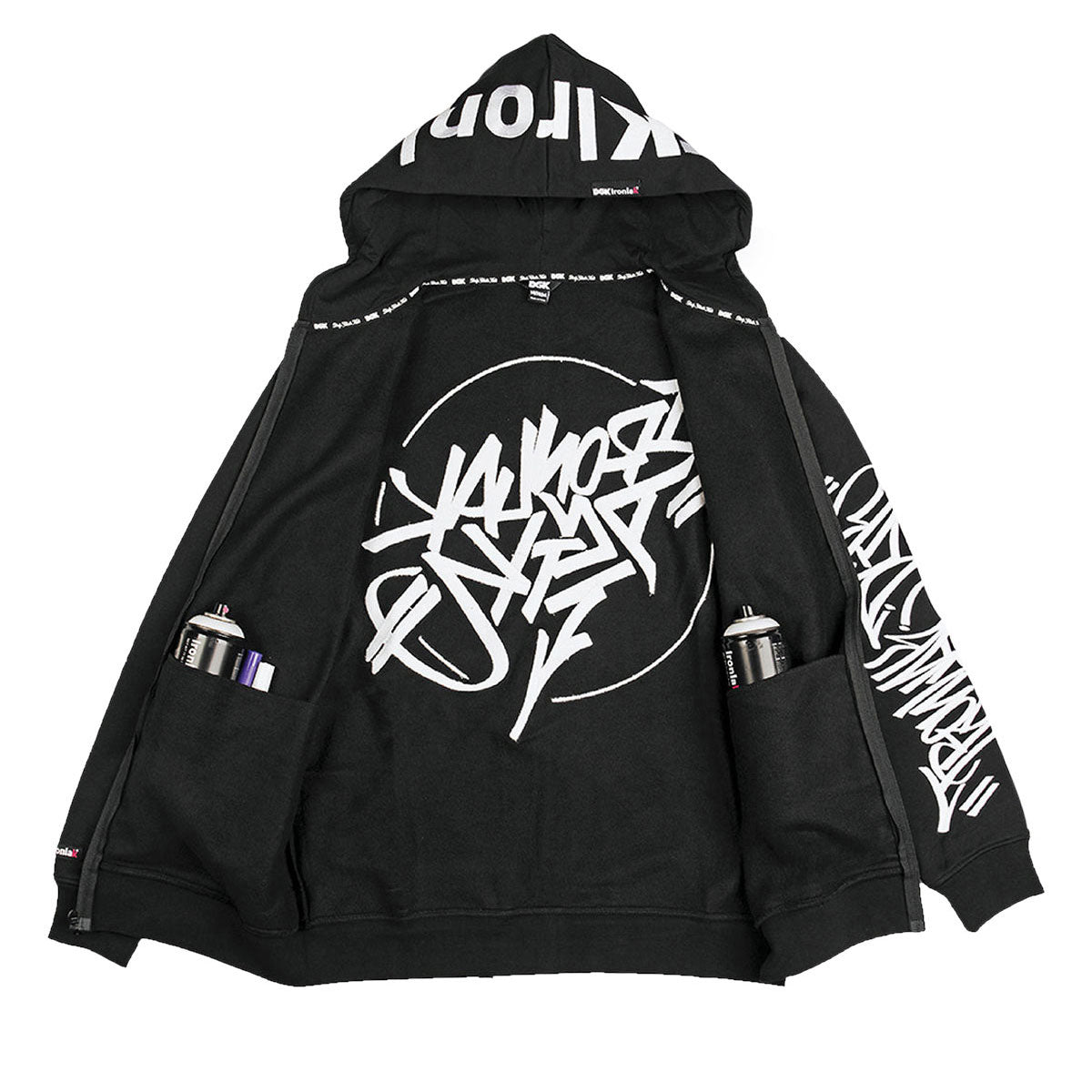 DGK x Ironlak Tag Zip Up Hoodie - Black image 3