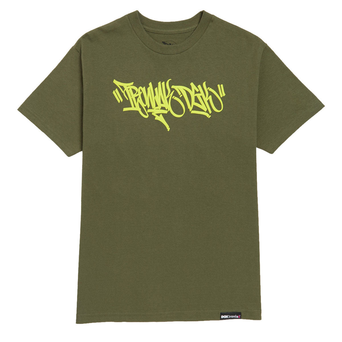 DGK x Ironlak Hands Off Puff Ink T-Shirt - Military Green image 1