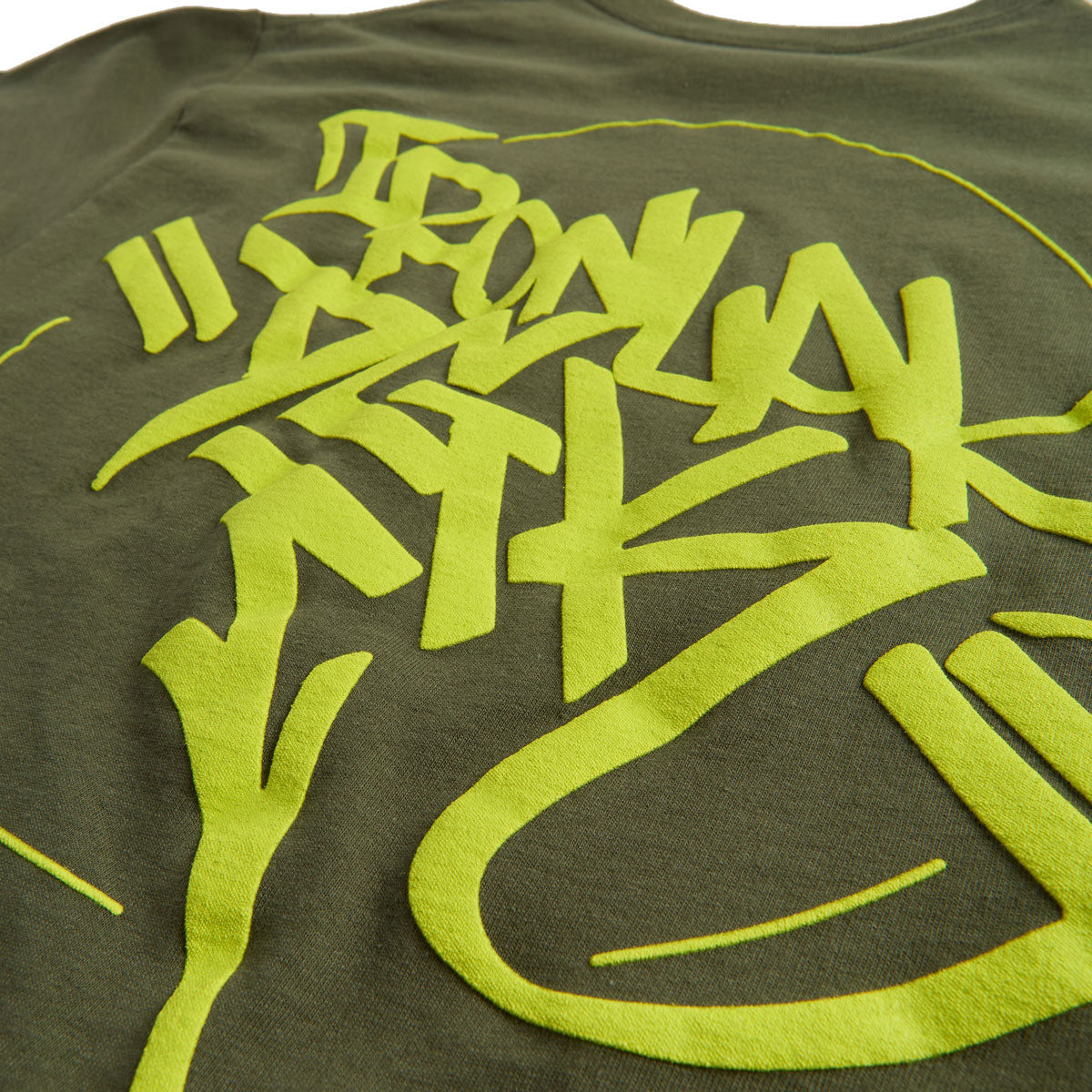 DGK x Ironlak Hands Off Puff Ink T-Shirt - Military Green image 3