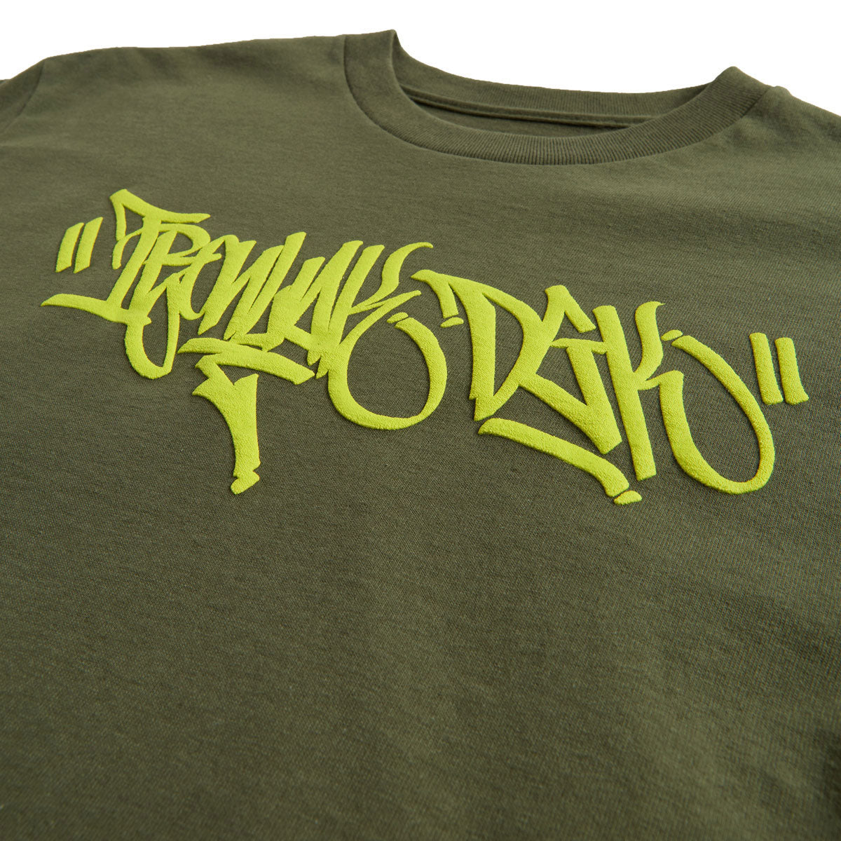 DGK x Ironlak Hands Off Puff Ink T-Shirt - Military Green image 4