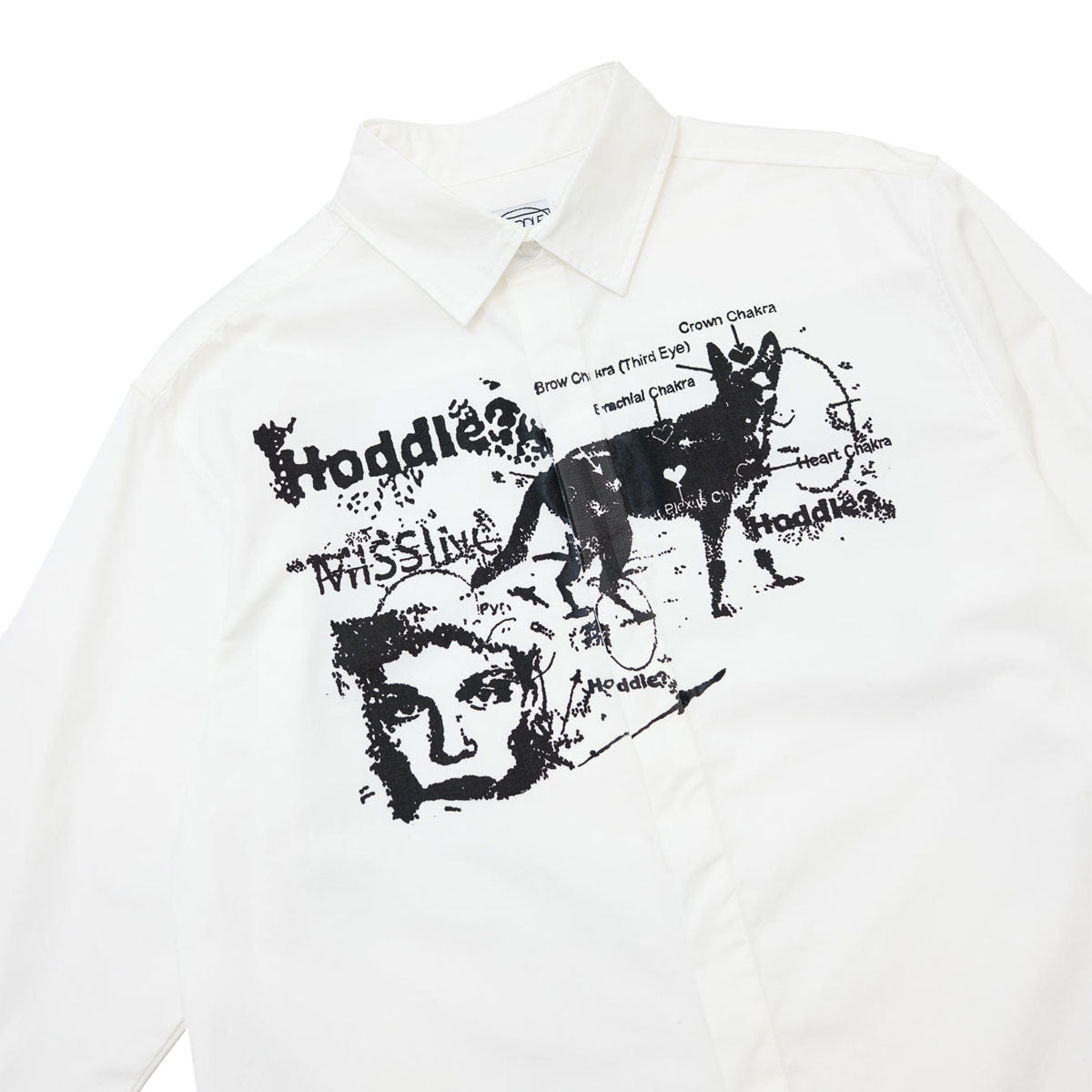 Hoddle A Sane Reaction Long Sleeve Oxford Shirt - White image 2