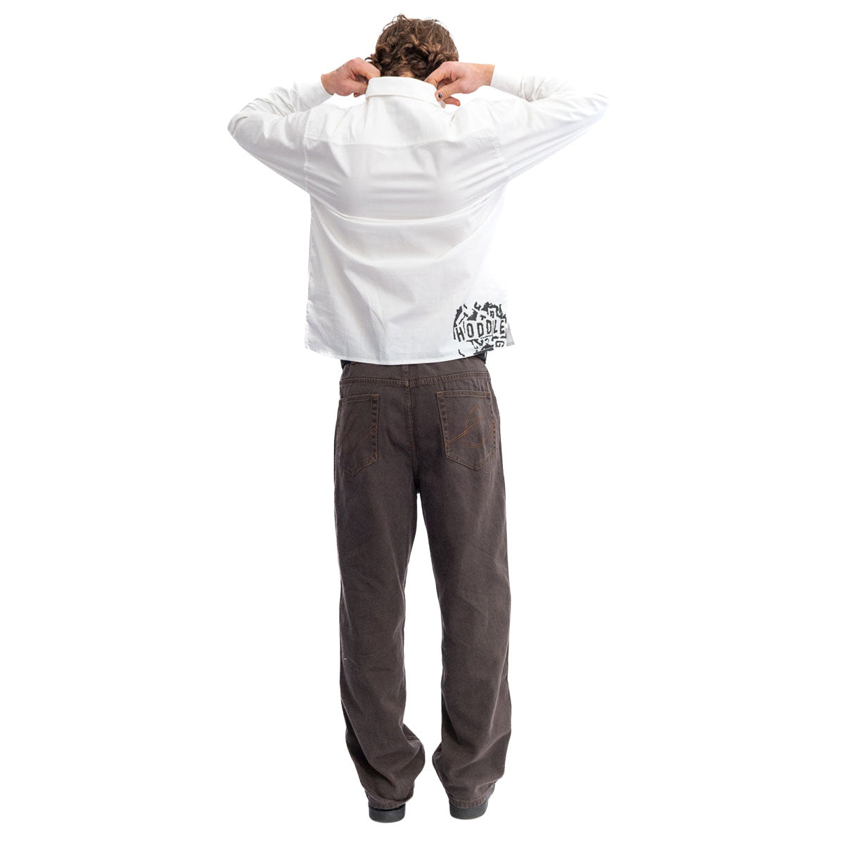 Hoddle A Sane Reaction Long Sleeve Oxford Shirt - White image 4