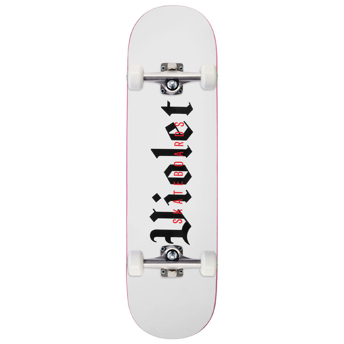 Violet Old English Skateboard Complete - White - 8.38