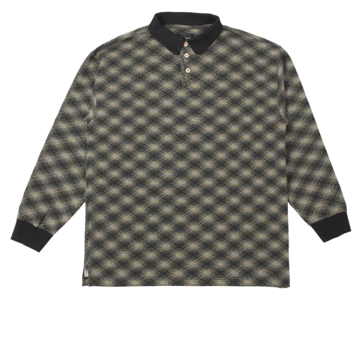 Theories E.S.P. Long Sleeve Polo Shirt - Black And Lilac image 1