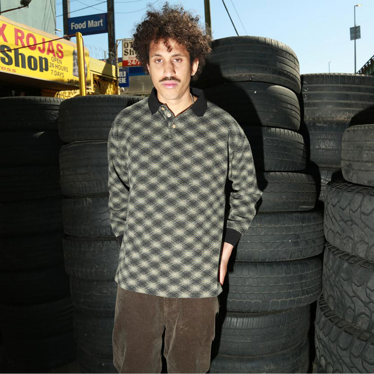 Theories E.S.P. Long Sleeve Polo Shirt - Black And Lilac image 5