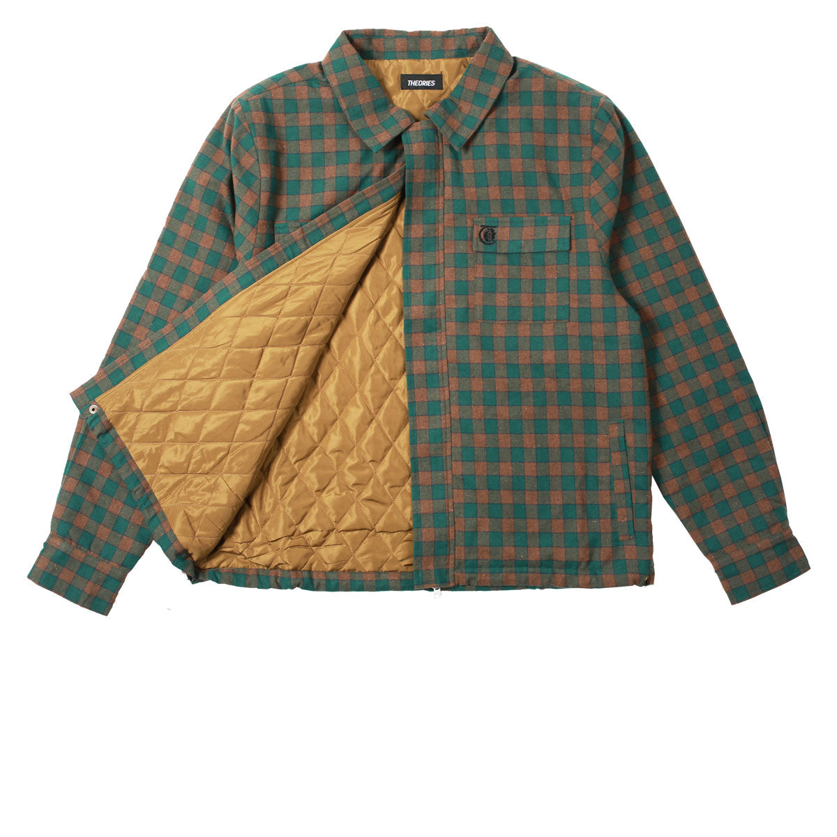 Theories Lantern Quilted Flannel Jacket - Green image 3