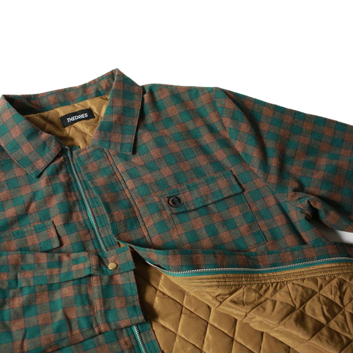 Theories Lantern Quilted Flannel Jacket - Green image 5