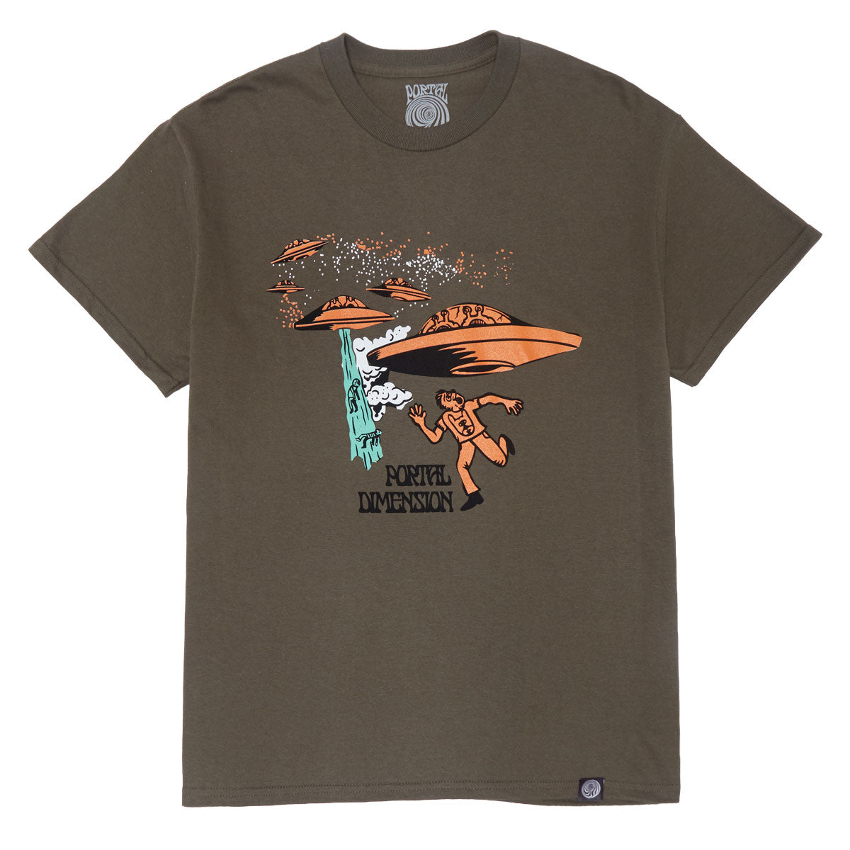 Portal Dimension UFO Abduction T-Shirt - Olive image 1