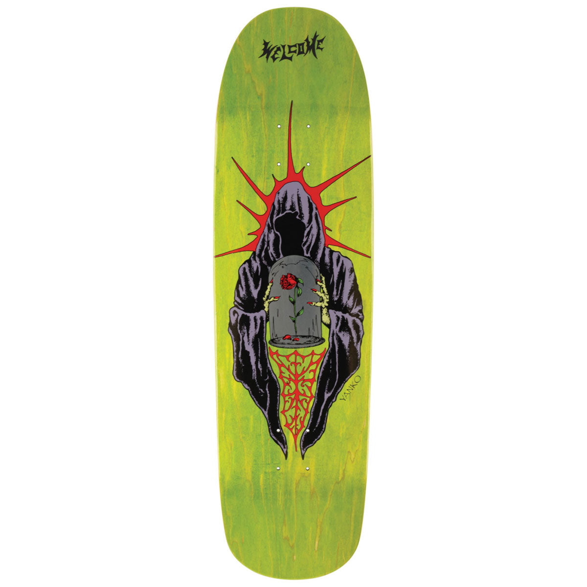 Welcome Wilted On Panther Skateboard Deck - Lime Green Stain - 9.00