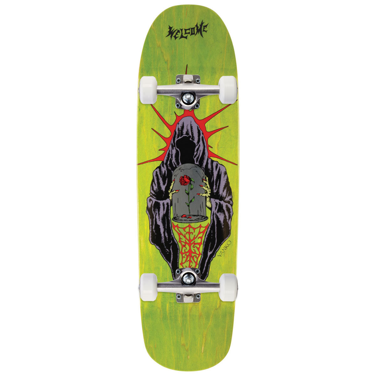 Welcome Wilted On Panther Skateboard Complete - Lime Green Stain - 9.00