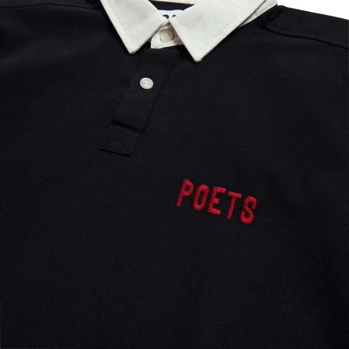 Poets Embroidered Logo Rugby Shirt - Black image 3