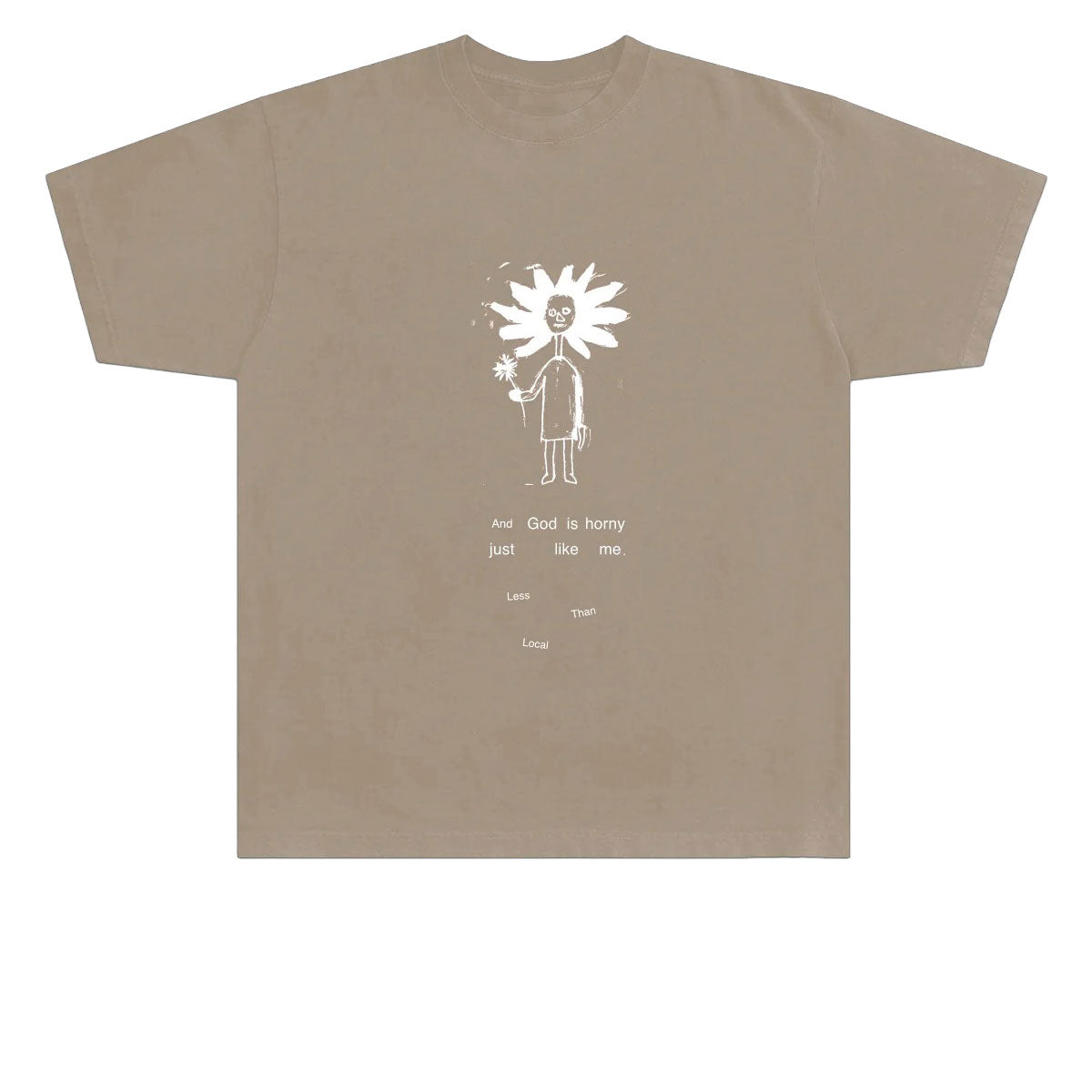 Less Than Local God Is Horny T-Shirt - Chestnut image 1