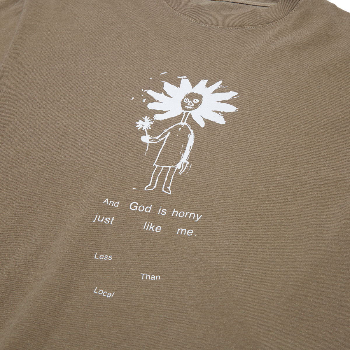 Less Than Local God Is Horny T-Shirt - Chestnut image 2